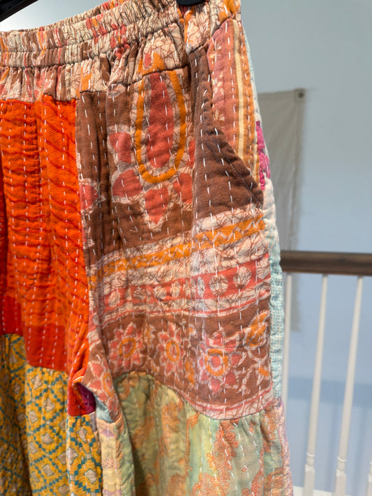 Reversible Ruffled Kantha Pants