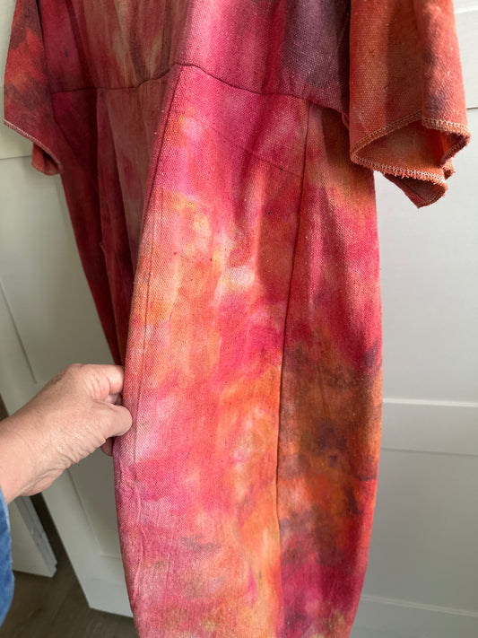 Gorgeous hand dyed cotton canvas barrel dress