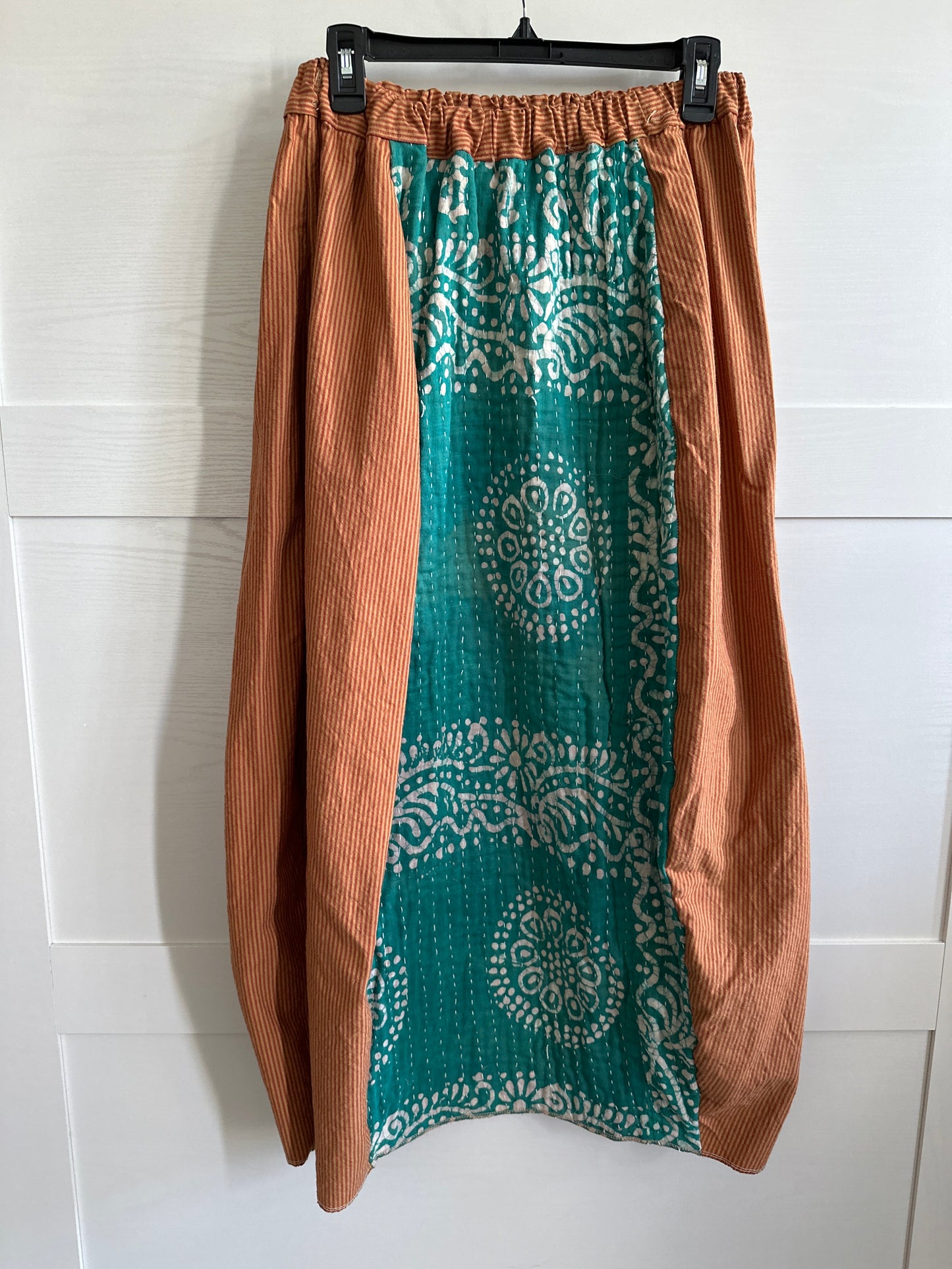 Stripes and quilt barrel skirt