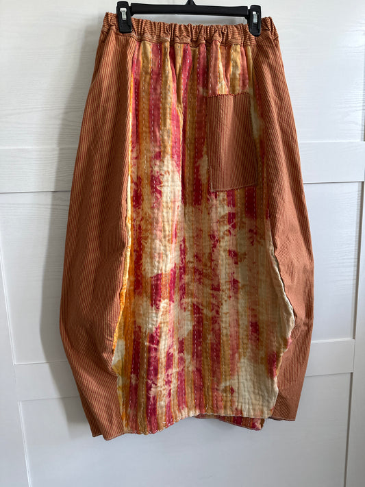 Stripes and quilt barrel skirt