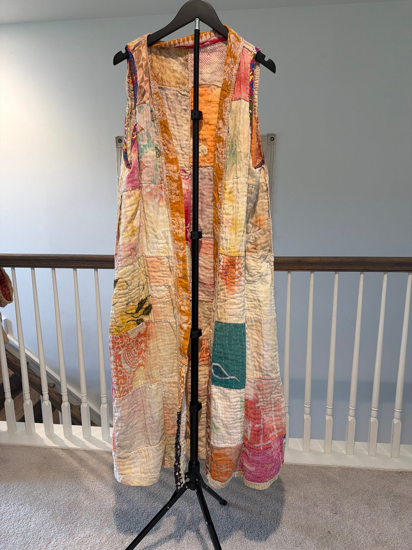 Vintage Kantha full length sleeveless reversible tunic