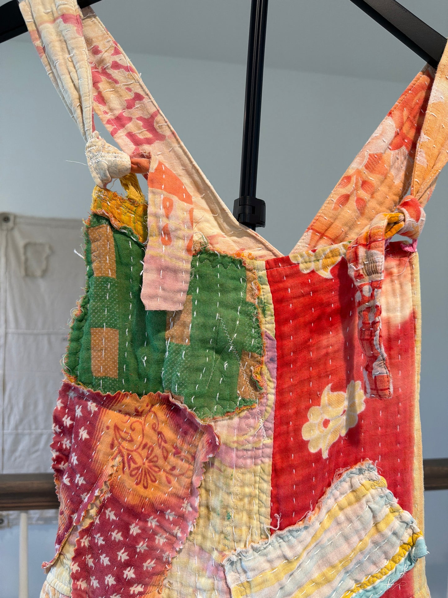 Patchwork Distressed Kantha Overalls