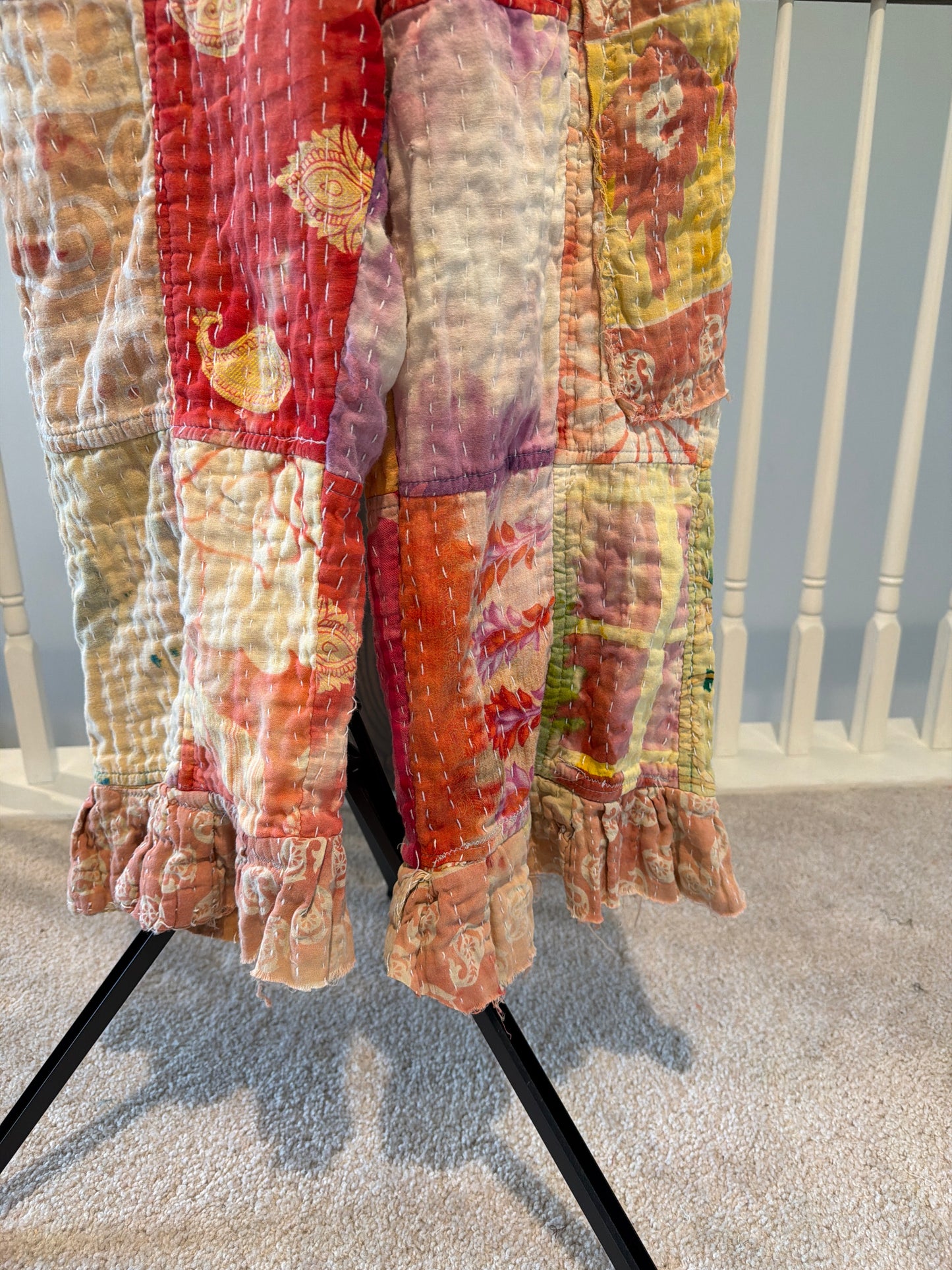 Patchwork Distressed Kantha Overalls