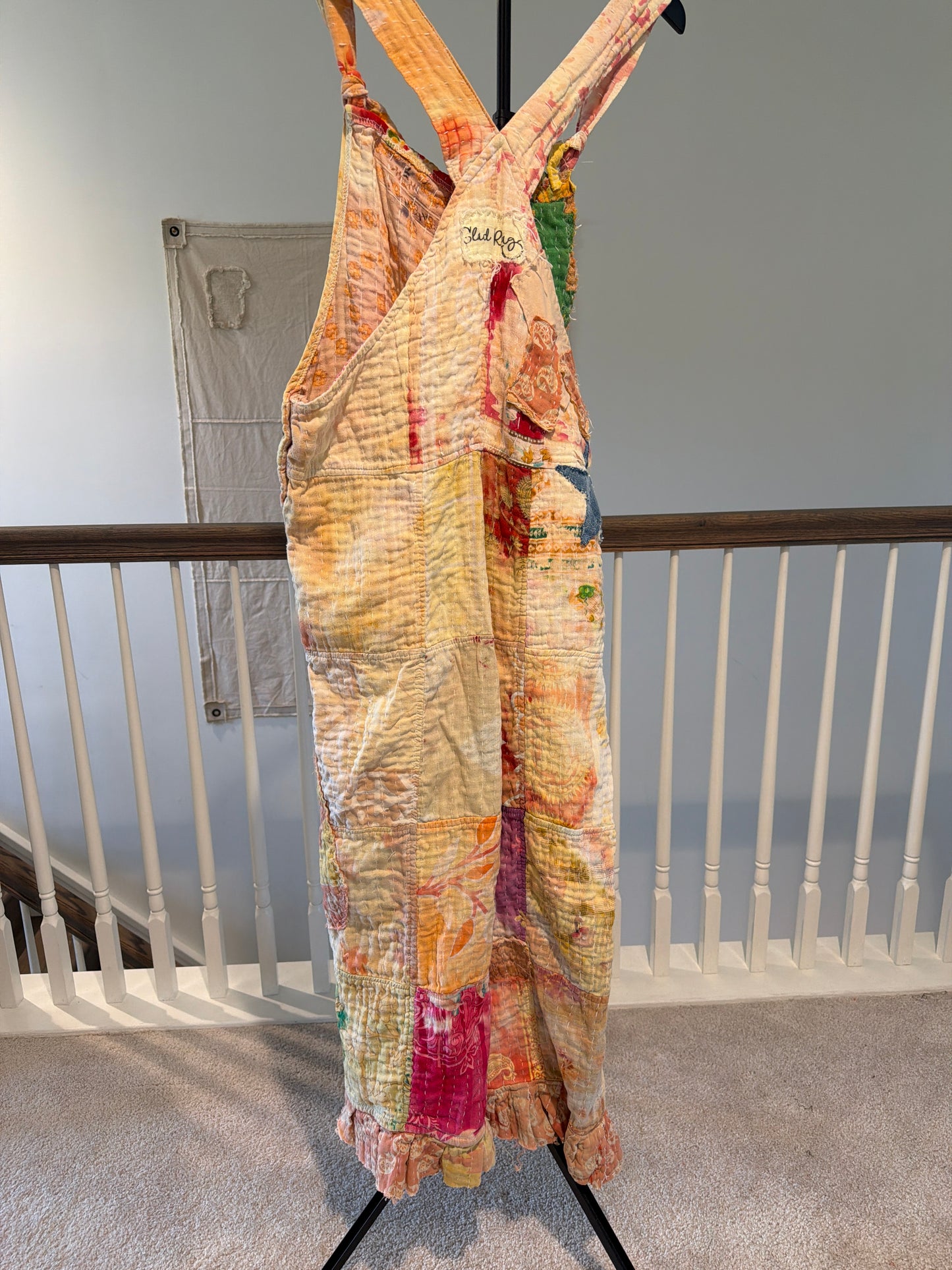 Patchwork Distressed Kantha Overalls