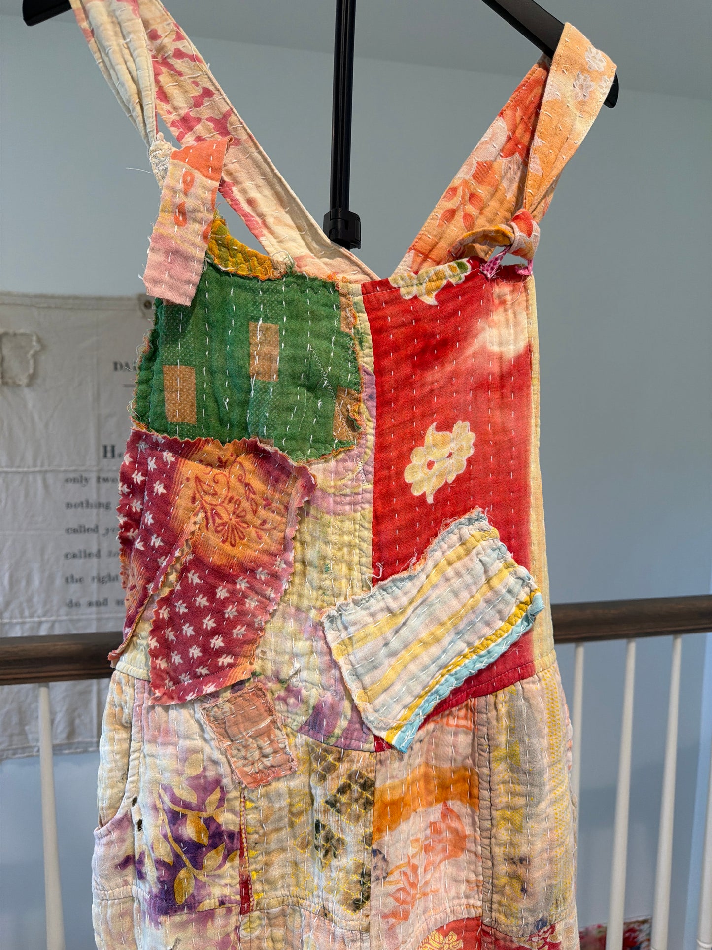 Patchwork Distressed Kantha Overalls