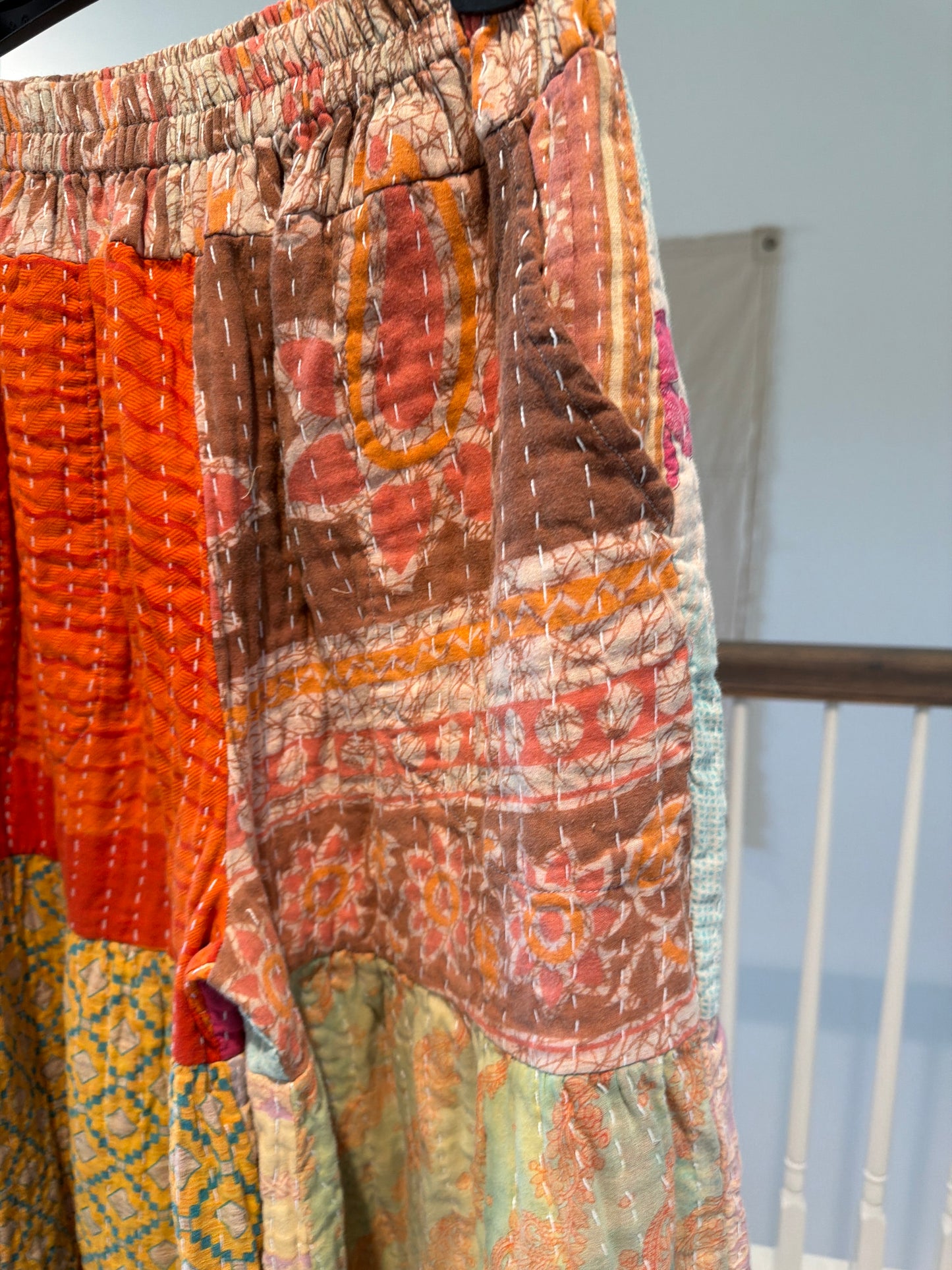 Reversible Ruffled Kantha Pants