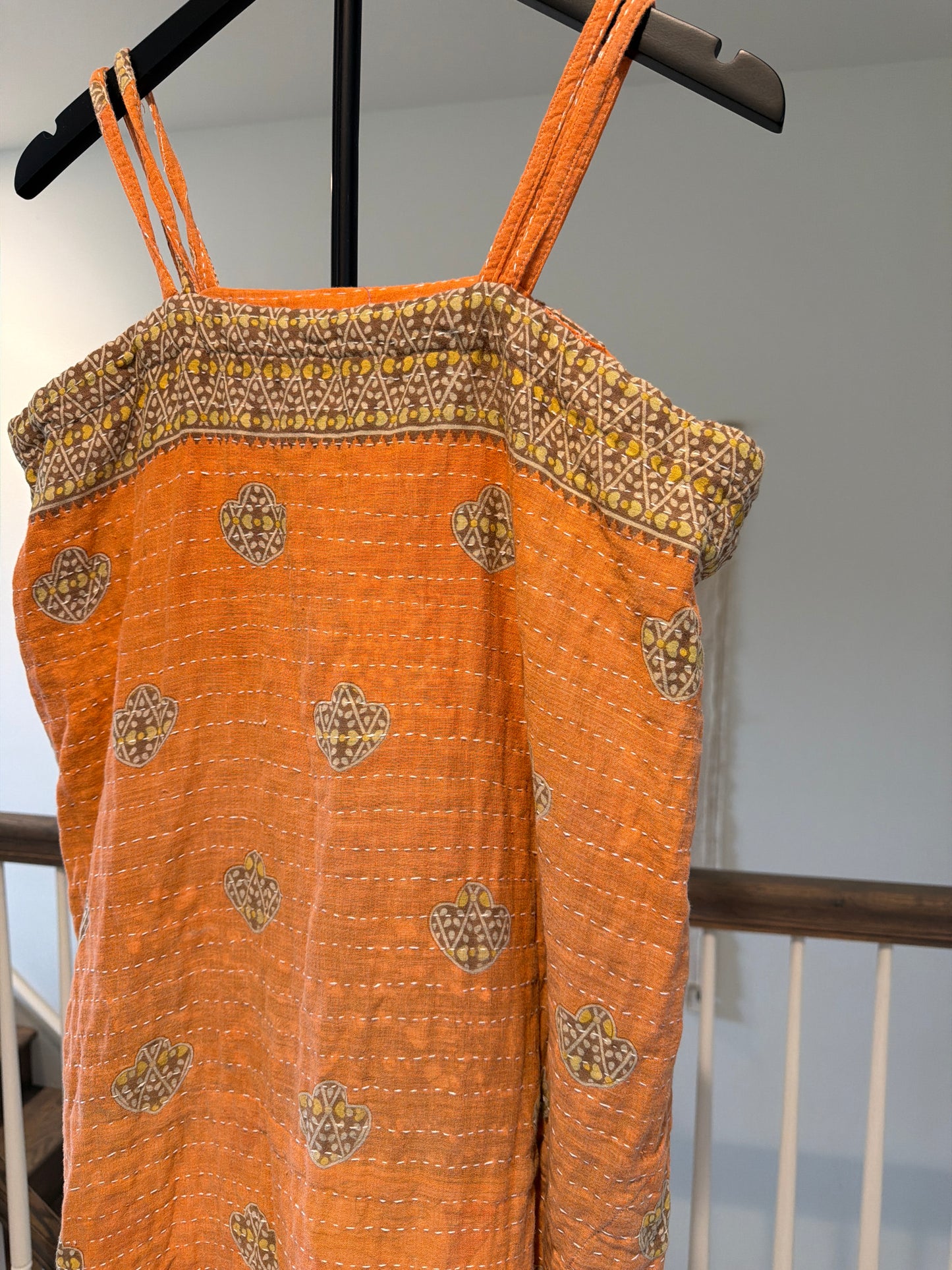 Kantha Spaghetti Strap Maxi Dress