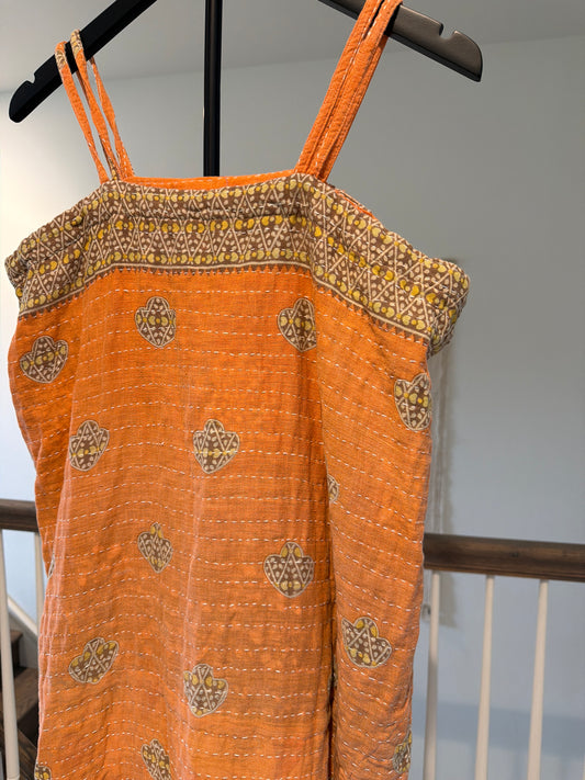Kantha Spaghetti Strap Maxi Dress