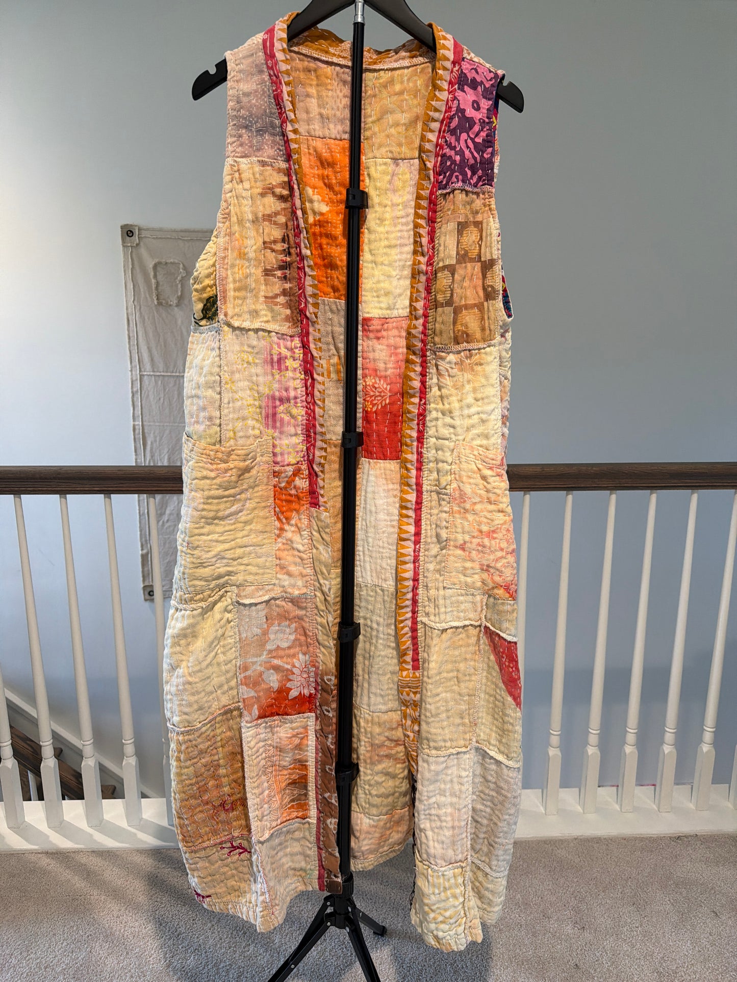 Vintage Kantha full length sleeveless reversible tunic