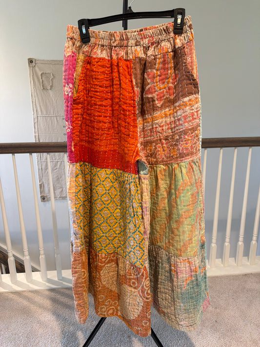 Reversible Ruffled Kantha Pants