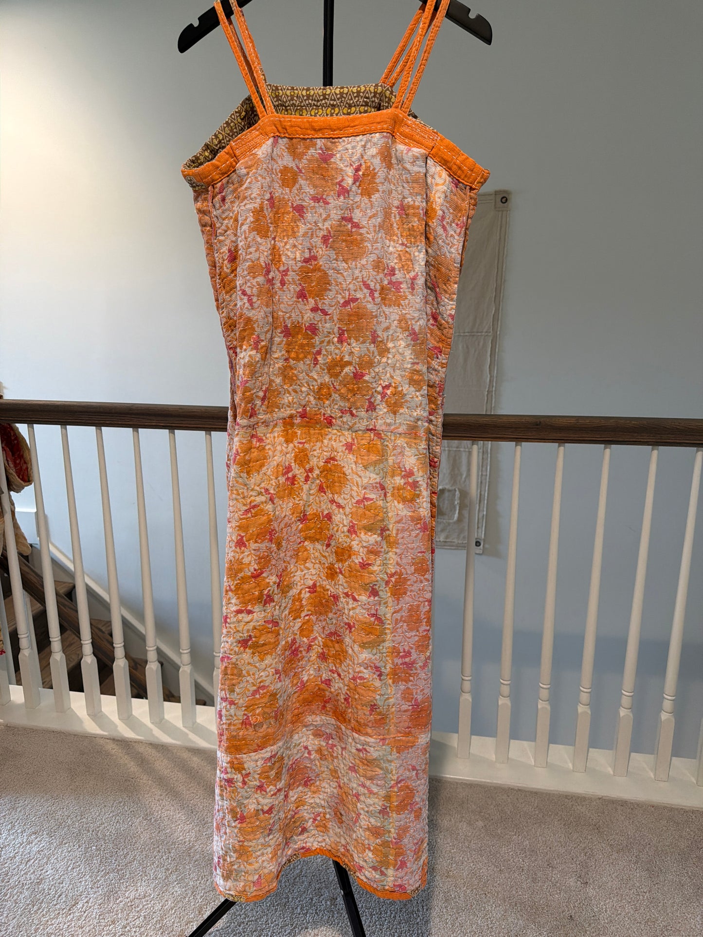 Kantha Spaghetti Strap Maxi Dress