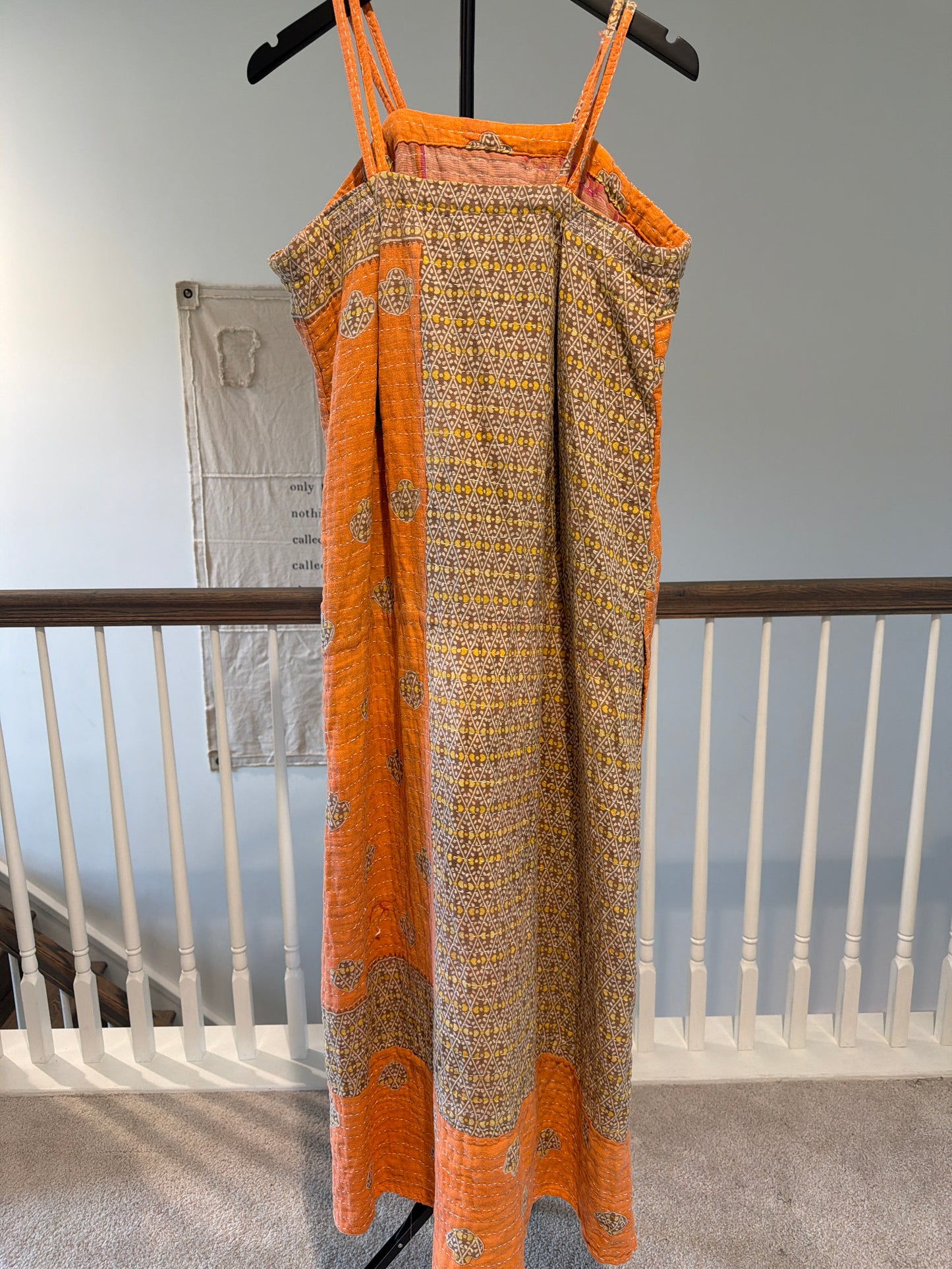 Kantha Spaghetti Strap Maxi Dress