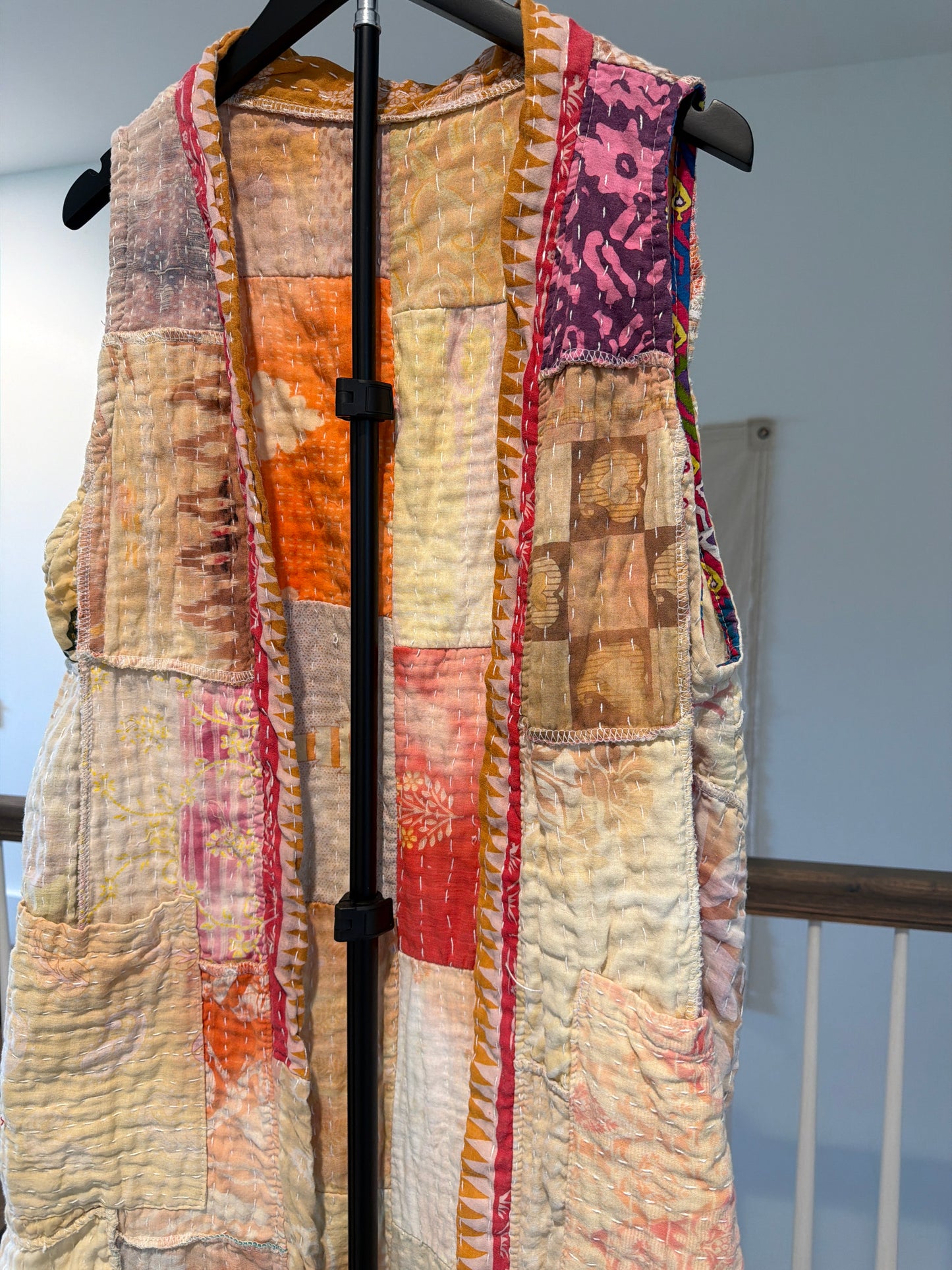 Vintage Kantha full length sleeveless reversible tunic