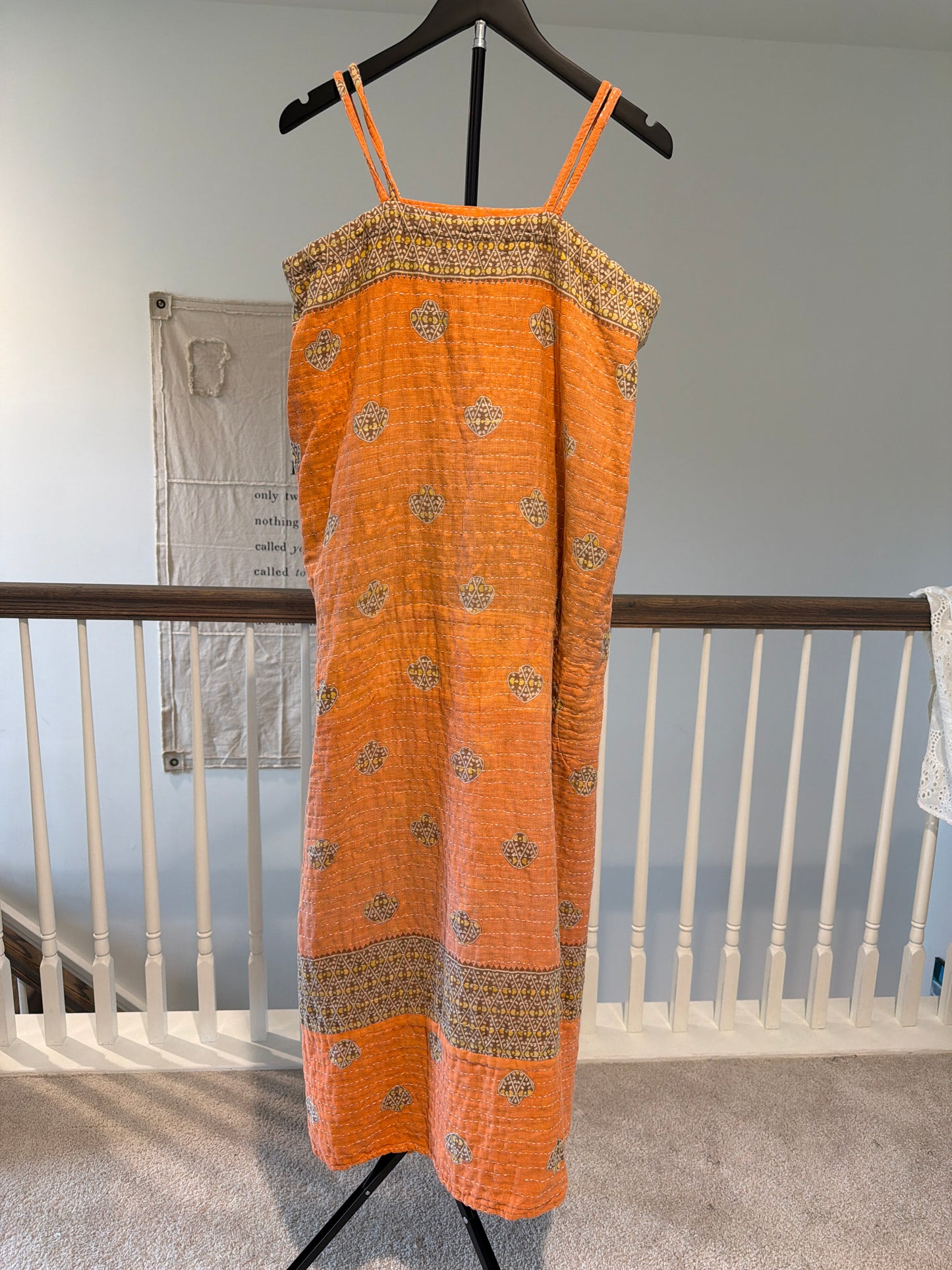 Kantha Spaghetti Strap Maxi Dress