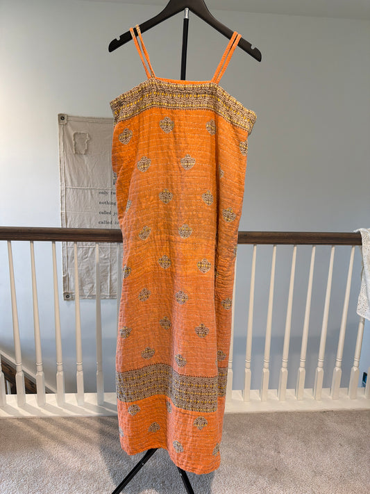 Kantha Spaghetti Strap Maxi Dress