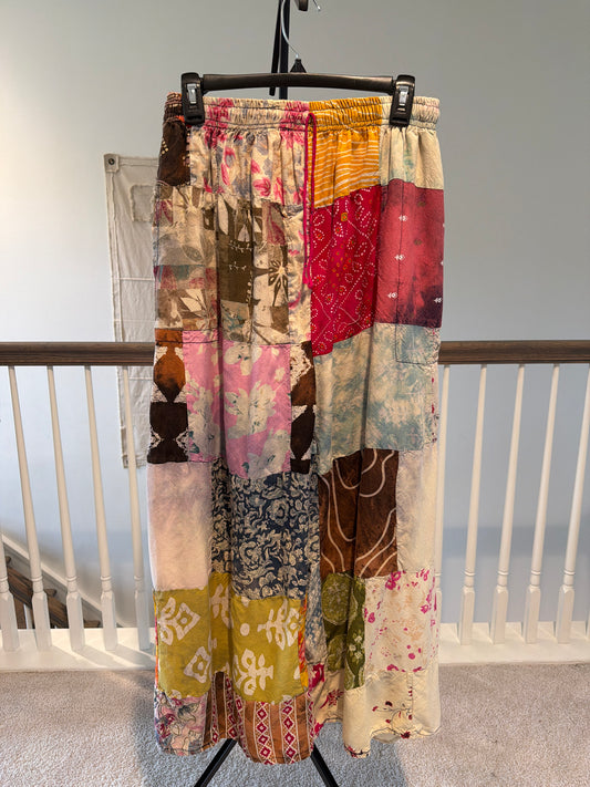 Wide leg Patchwork Kantha pants
