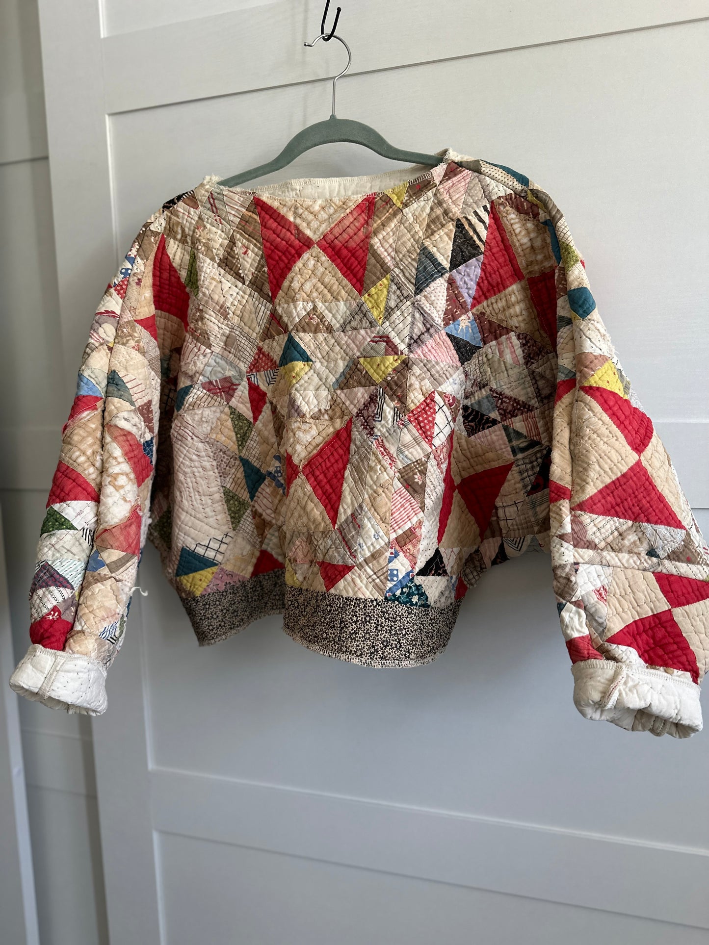 Vintage Quilt Sweatshirt Triangles