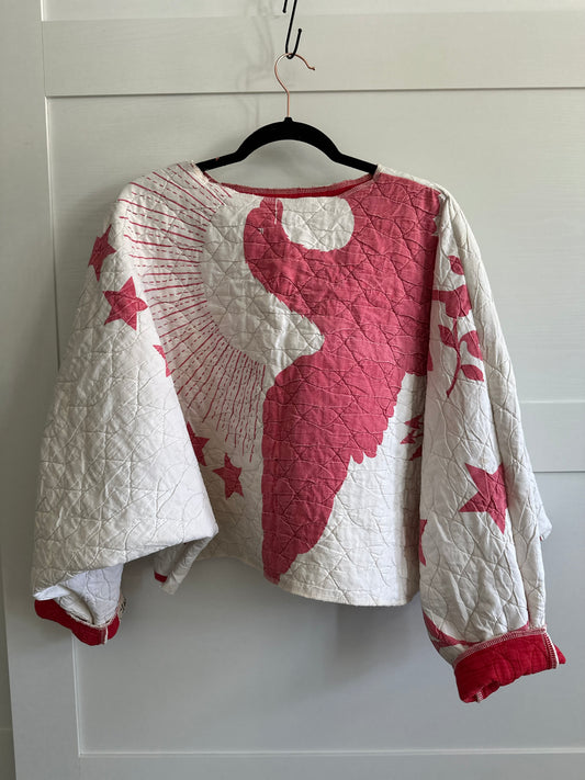 Quilt Sweatshirt Red and White Stars